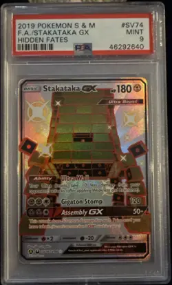2019 Pokemon Sun & Moon Hidden Fates Stakataka GX Full Art #SV74 PSA 9 - Image 1