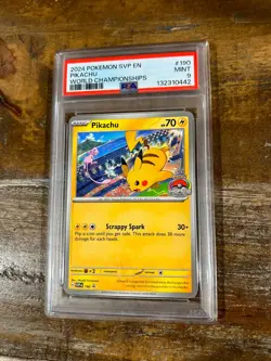 POKEMON 2024 SVP En Promo World Championships PIKACHU #190 PSA 9 Mint RARE - Image 1