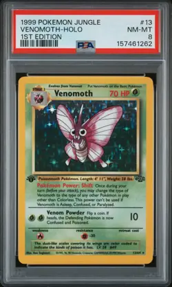 Pokemon TCG Venomoth 13/64 Jungle 1st Edition Holo Rare PSA 8 - Image 1