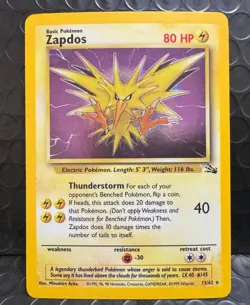 Zapdos 15/62 Fossil Unlimited Holo Pokemon TCG - Image 1