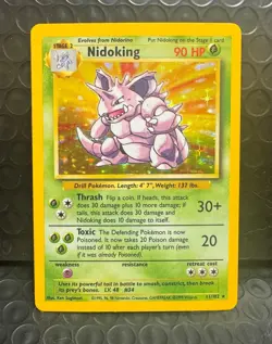 Nidoking Base Set 11/102 Holo Rare Pokemon TCG 1999 WOTC - Image 1