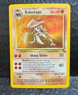 Kabutops 9/62 Fossil Unlimited Holo Pokemon TCG - Image 1