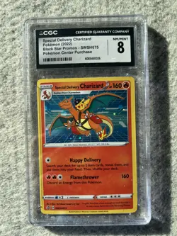2022 POKEMON BLACK STAR PROMOS HOLO #SWSH075 SPECIAL DELIVERY CHARIZARD CGC 8 - Image 1