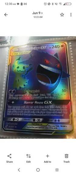 Pokemon TCG Gengar & Mimikyu GX 164/181 SM Team Up Full Art TAG TEAM Holo - Image 1