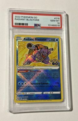 Pokemon Radiant Blastoise 018/078 Pokemon GO PSA 10 GEM MINT Holofoil 2022 - Image 1