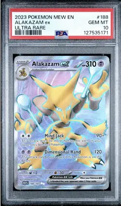 2023 POKEMON MEW EN-151 ULTRA RARE #188 ALAKAZAM EX PSA 10 - Image 1
