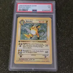 PSA 3 Pokemon TCG Raichu 1st Edition Base Set Shadowless Holo 14/102 - Image 1