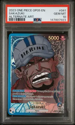 PSA 10 Sakazuki Alternate Art L OP05-041 Awakening of the New Era Foil One Piece - Image 1
