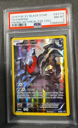 POKEMON CARD DARKRAI HOLO FULL ART 114 BLACK STAR PROMO XY114 GRADED PSA 8 #114 - Image 1