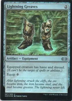 MTG: Double Masters: Foil Lightning Greaves: Lightly Played Condition - Image 1