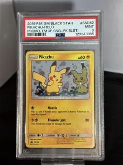 Pokemon 2019 Pikachu SM162 Holo SM Black Star Promos PSA 9 - Image 1