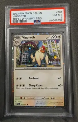 POKEMON CARD VIGOROTH 161 TRIPLE WHAMMY TIN PROMO #161 PAL EN GRADED PSA 8 - Image 1