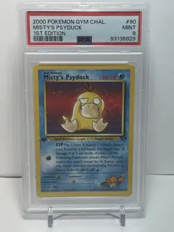 2000 Pokemon Misty's Psyduck 1st Edition 90/132 Gym Challenge Regular PSA 9 - Image 1