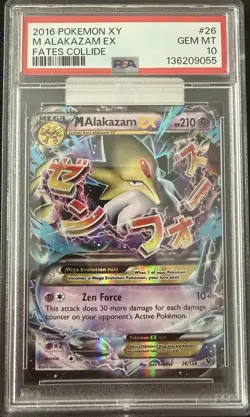 PSA 10 M Alakazam-EX 26/124 Fates Collide Rare Holo EX Pokemon Card LOW POP 350 - Image 1