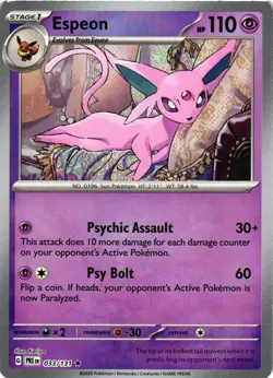 Pokemon TCG Prismatic Evolutions Espeon 033/131 Pokeball Reverse Holo NM - Image 1