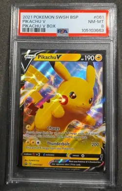 POKEMON CARD PIKACHU V 61 BLACK STAR PROMO #61 GRADED PSA 8 SWSH61 BSP - Image 1