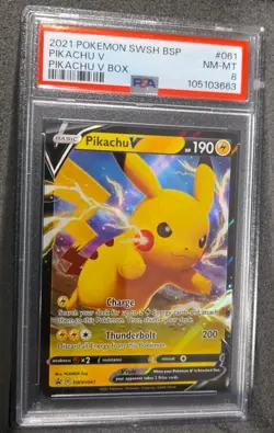 POKEMON CARD PIKACHU V 61 BLACK STAR PROMO #61 GRADED PSA 8 SWSH61 BSP - Image 2
