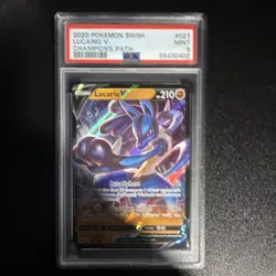 Pokemon 2020 Champion's Path Lucario V Ultra Rare Holo #027/073 PSA 9 Card - Image 1