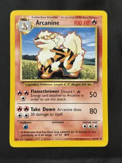 Arcanine 23/102 Uncommon Base Set 4th Print 1999-2000 UK LP Pokemon Card - Image 1