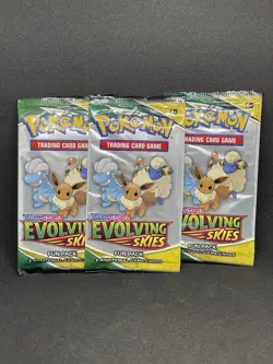 Pokemon TCG SWSH Evolving Skies Fun Pack Booster x3 Packs Sealed 3 Card Pack - Image 1
