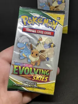Pokemon TCG SWSH Evolving Skies Fun Pack Booster x3 Packs Sealed 3 Card Pack - Image 4