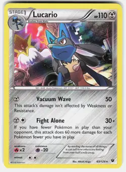 Lucario 63/124 Holo Rare Fates Collide Pokemon Holo Lightly Played - Image 2