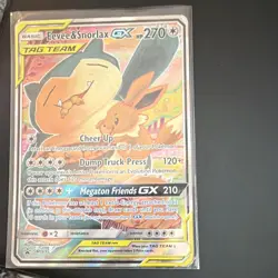 Pokemon Eevee & Snorlax GX SM169 SM Promo TAG TEAM Holo English 270 HP - Image 1