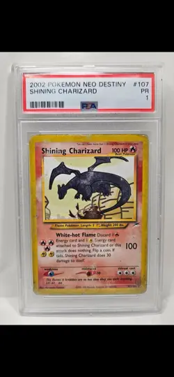 Pokemon Shining Charizard Neo Destiny Unlimited Holo Secret Rare #107 PSA 1 - Image 1