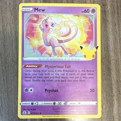 Pokemon Mew Celebrations 011/025 Holo Rare 25th Anniversary 2021 60 HP - Image 1
