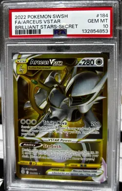 Pokemon 2022 SWSH Brilliant Stars Arceus VSTAR 184/172 Secret Rare Holo PSA 10 - Image 1