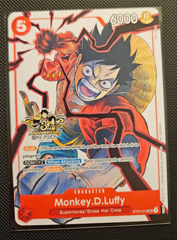 2025 One Piece Monkey D Luffy ST01-012 3rd Anniversary Super Rare - NM - Image 1