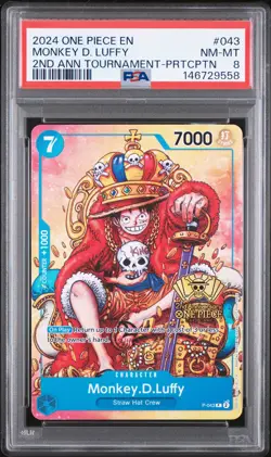 2024 ONE PIECE PROMOS #043 MONKEY D. LUFFY PSA 8 - Image 1