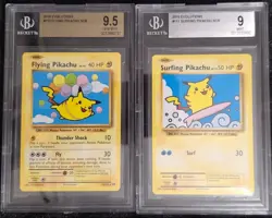 2016 POKEMON FLYING PIKACHU 110/108 & SURFING PIKACHU 111/108 Beckett BGS - Image 1