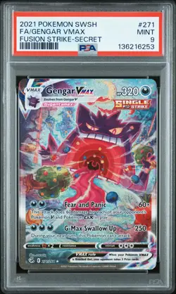 2021 POKEMON SWORD & SHIELD FUSION STRIKE SECRET #271 FULL ART/GENGAR VMAX PSA 9 - Image 1