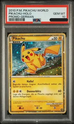 PSA10 PIKACHU WORLD PROMO GERMAN POKEMON HOLO FS JAPAN 2010 RARE - Image 1