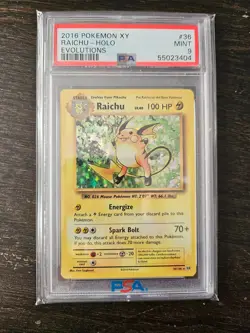 2016 Pokemon XY Raichu-Holo Evolutions 36/108 PSA 9 MINT - Image 1