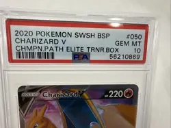 Charizard V #050 - 2020 Pokemon SWSH Champions Path ETB Promo Gem MINT PSA 10 b - Image 2