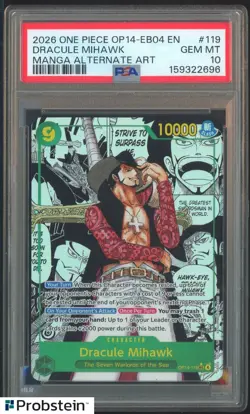 2026 One Piece OP14-EB04 EN Manga Alternate Art #119 Dracule Mihawk PSA 10 - Image 1