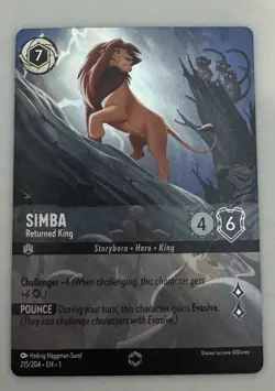 NEVER PLAYED Disney Lorcana Simba Returned King Enchanted 215/204 First Chapter - Image 1