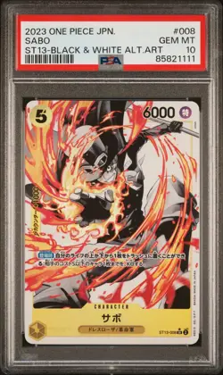PSA 10 One Piece Japanese Sabo ST13-008 Black & White Alternate Art - Image 1