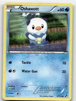 OSHAWOTT 27/114 COMMON BLACK & WHITE POKEMON MODERATELY PLAYED - Image 1
