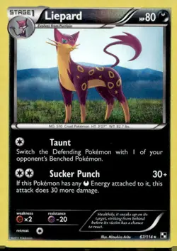 Liepard 67/114 R Black & White Pokemon 2011 EN LP - Image 1