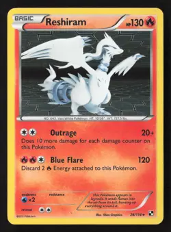 Reshiram Holo Rare Black and White 26/114 NM - Image 1