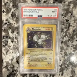 Pokemon Magneton 11/62 Fossil Holo Rare Unlimited PSA 9 Card - Image 1