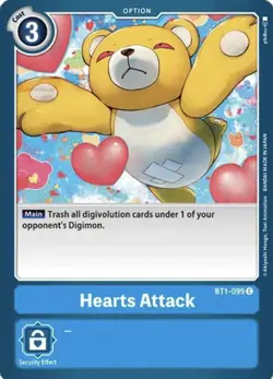 BT1-099 Hearts Attack Common Near Mint Digimon Card - Image 1