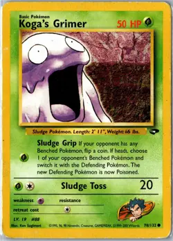 Pokemon Card - Koga's Grimer Gym Challenge 78/132 2000 Common Damaged - Image 1