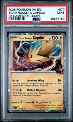POKEMON TEAM ROCKET'S ZAPDOS EB GAMES Promo Card 070 PSA 9 MINT - Image 1