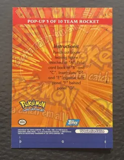 Topps Pokemon TV Card Series 3 Pop-Up 5 of 10 Team Rocket Meowth Jessie James LP - Image 3