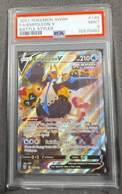 POKEMON CARD EMPOLEON V FULL ART 146 BATTLE STYLES #146 GRADED PSA 9 MINT - Image 1