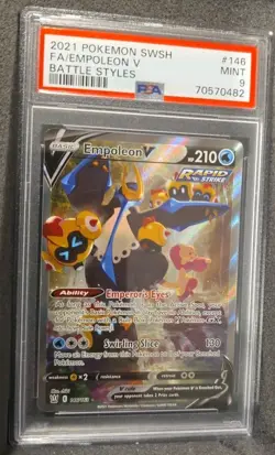 POKEMON CARD EMPOLEON V FULL ART 146 BATTLE STYLES #146 GRADED PSA 9 MINT - Image 2